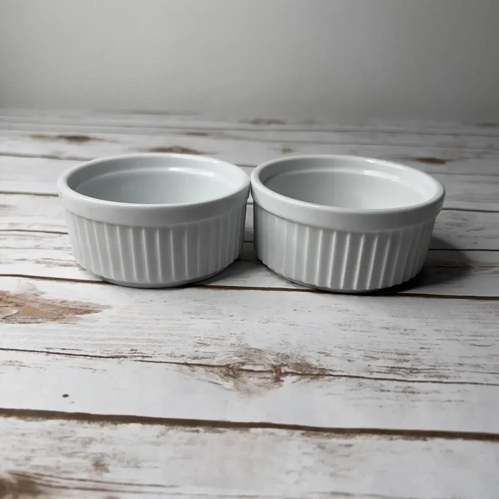 Progressive Brand‎ Set of 2 White Ceramic Ramekins 10 oz